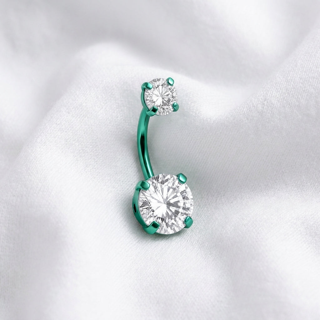 Piercing nombril double zircon multicolore - vue 9
