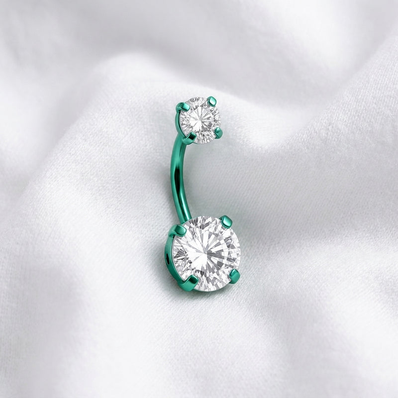 Piercing nombril double zircon multicolore - vue 9