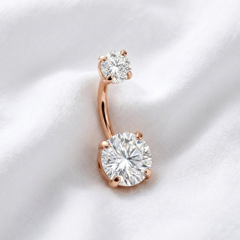 Piercing nombril double zircon multicolore - vue 10