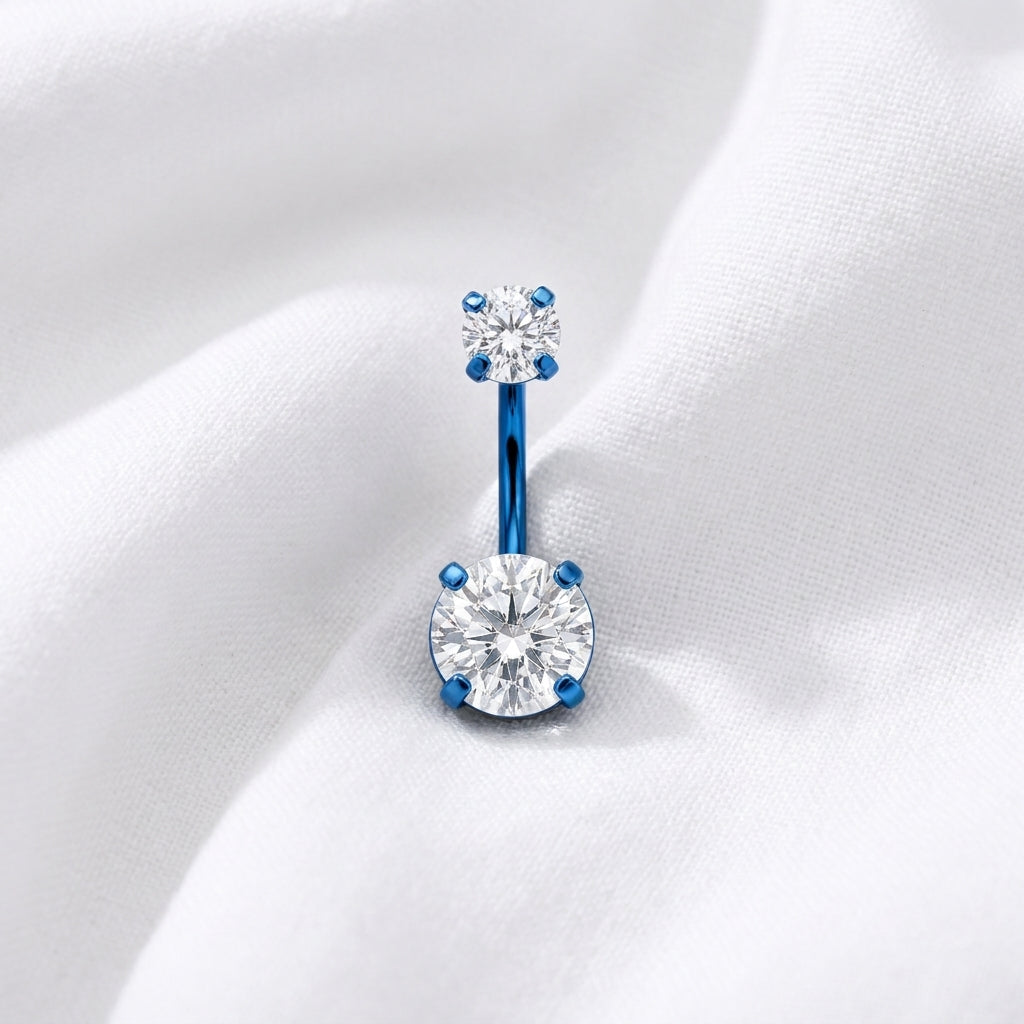 Piercing nombril double zircon multicolore - vue 5