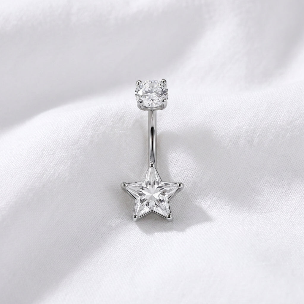 Piercing nombril étoile géométrique zircon - vue 2