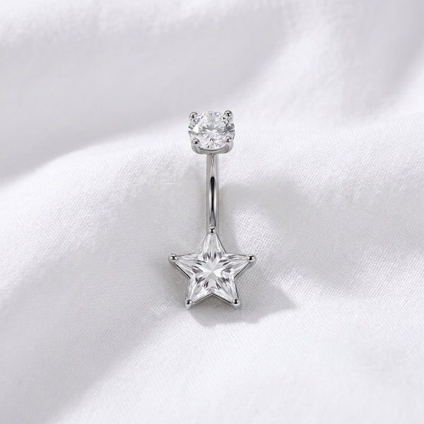 Piercing nombril étoile géométrique zircon - vue 2