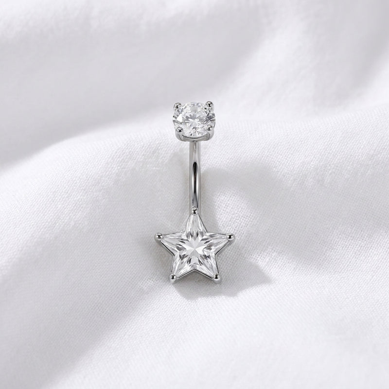 Piercing nombril étoile géométrique zircon - vue 2