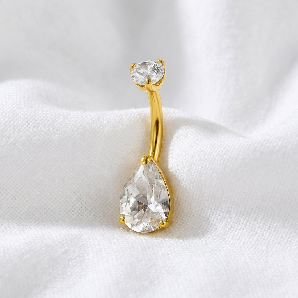Piercing nombril goutte opale zircon - vue 4