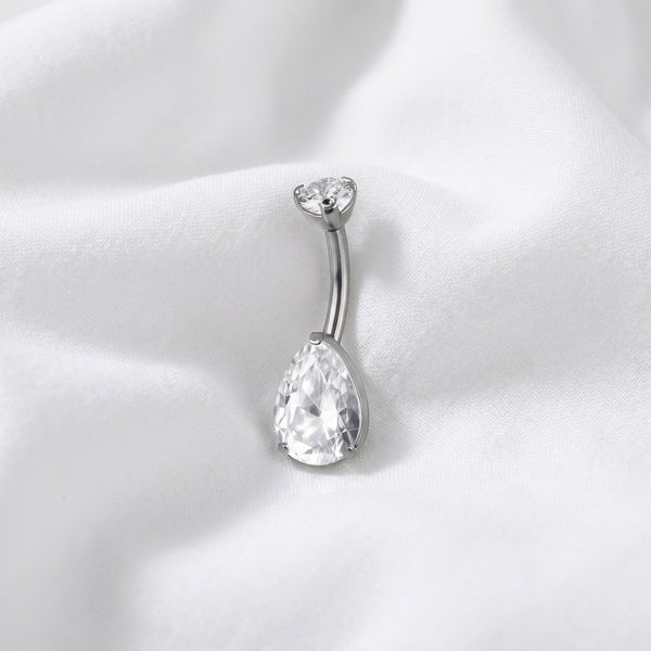 Piercing nombril goutte opale zircon - vue 2