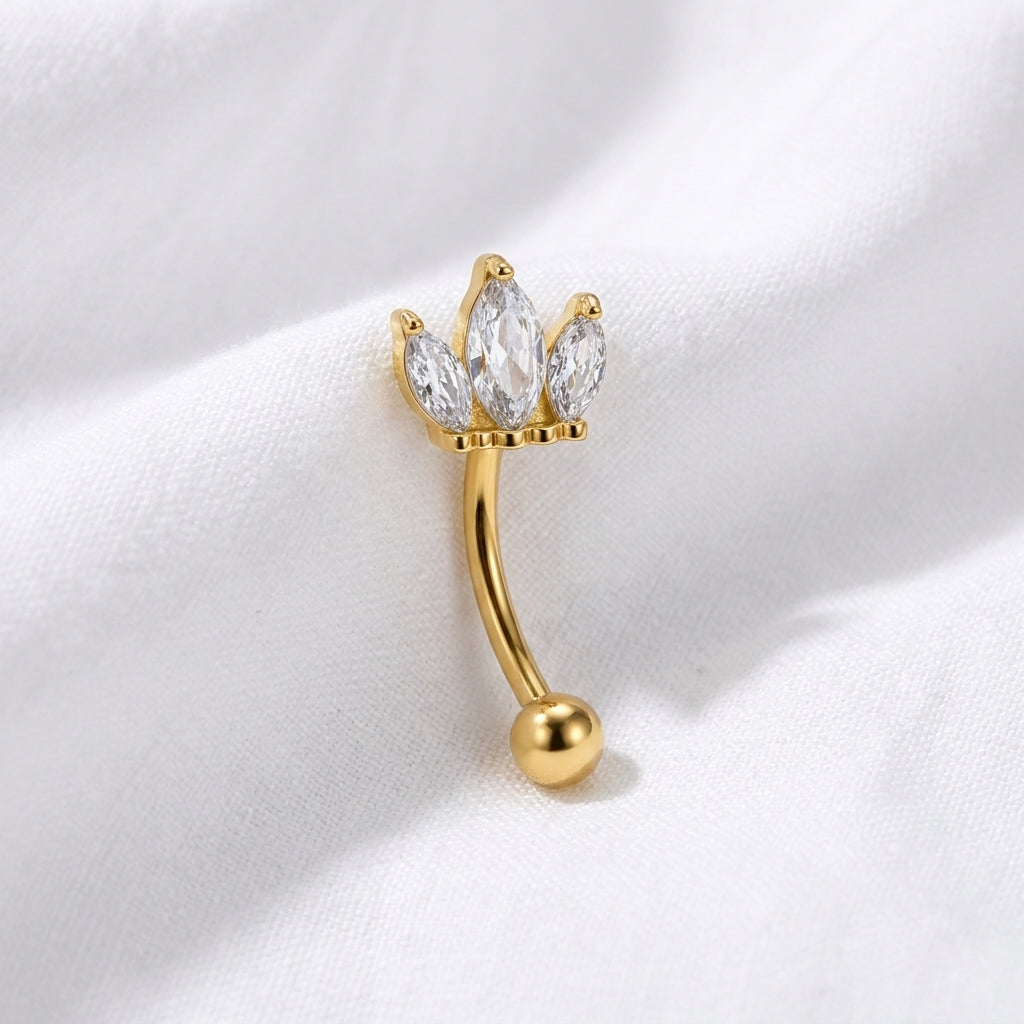 Piercing nombril inversé fleur 3D - vue 4