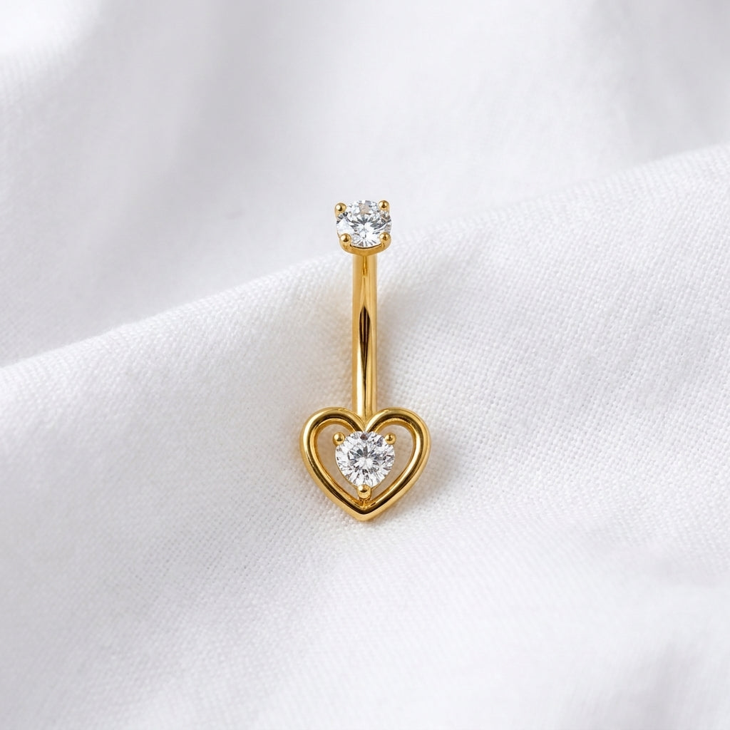 Piercing nombril lune 3D doré - vue 4