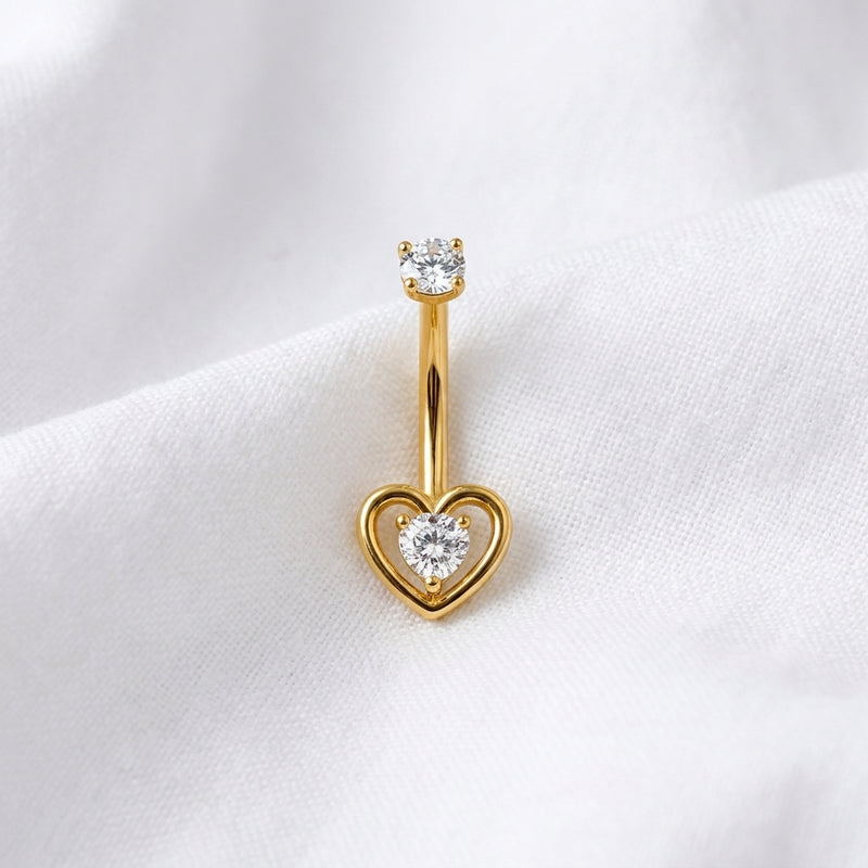 Piercing nombril lune 3D doré - vue 4