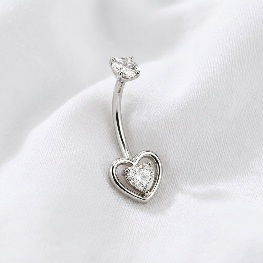 Piercing nombril lune 3D doré - vue 2