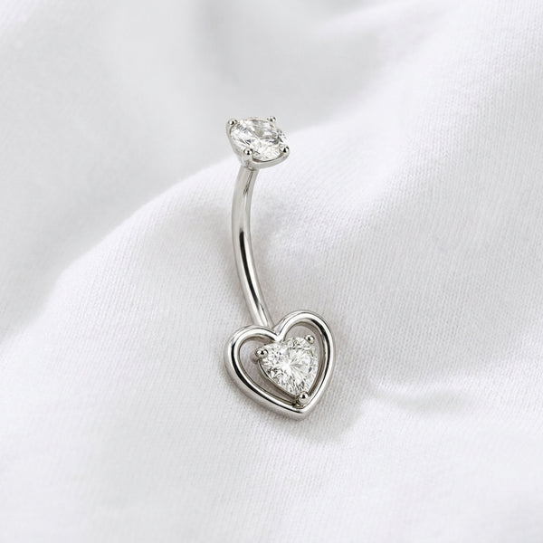 Piercing nombril lune 3D doré - vue 2