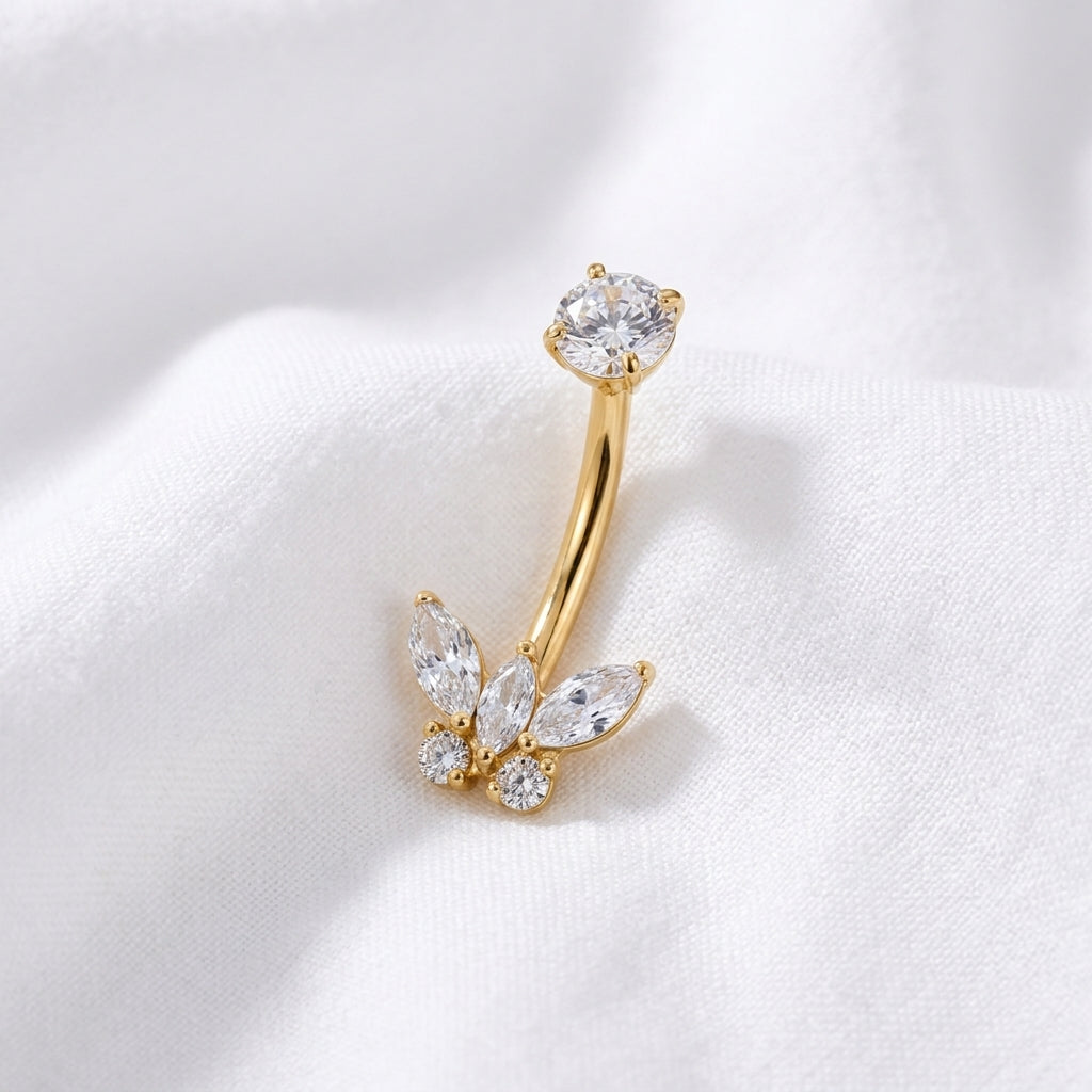 Piercing nombril papillon titane doré 18K - vue 4
