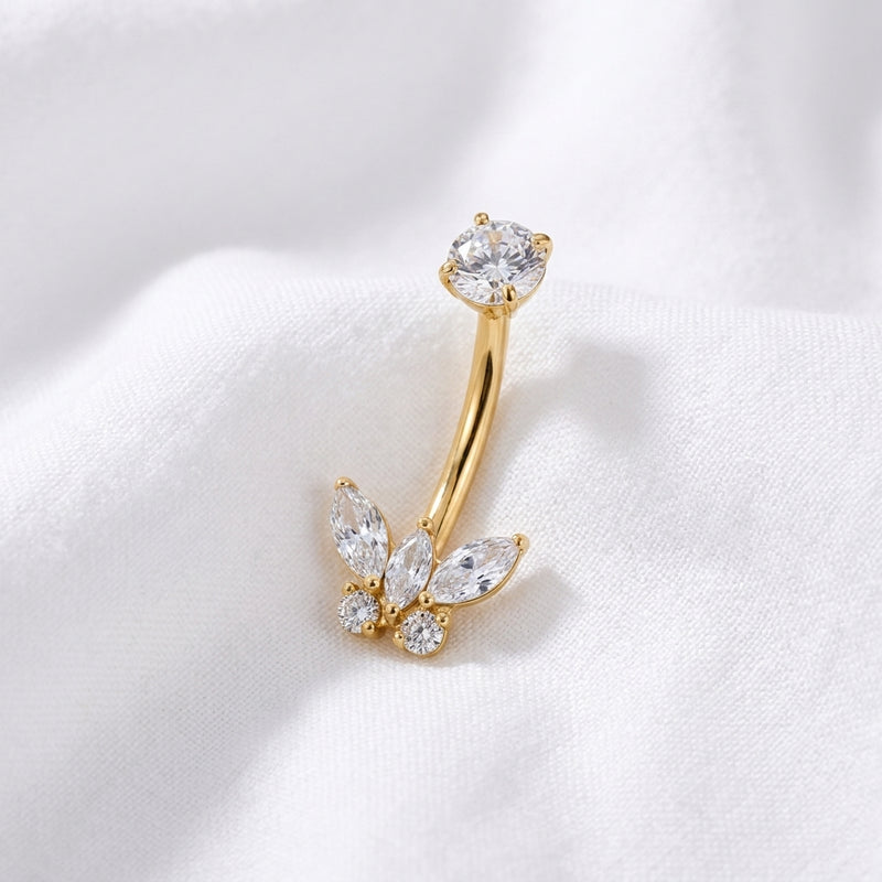Piercing nombril papillon titane doré 18K - vue 4