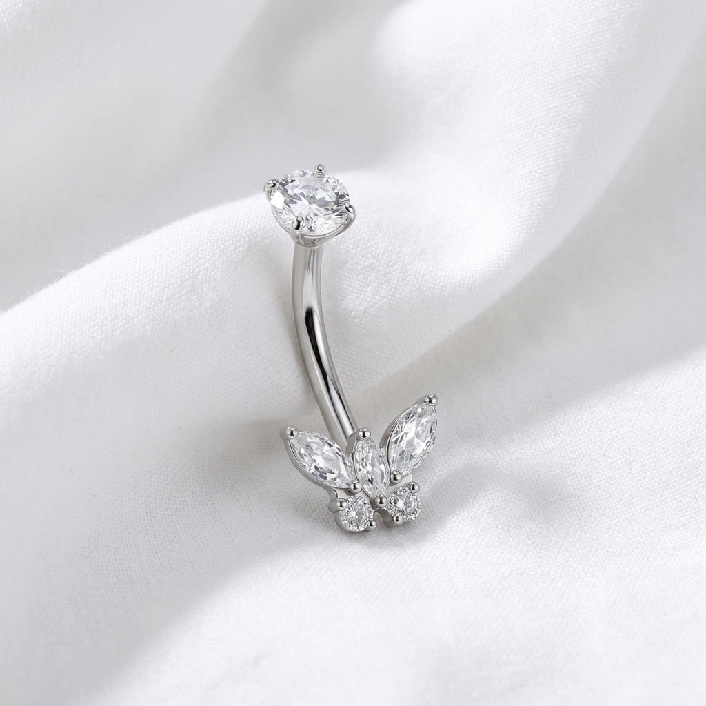Piercing nombril papillon titane doré 18K - vue 2