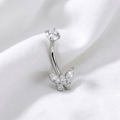 Piercing nombril papillon titane doré 18K-Véloria piercing