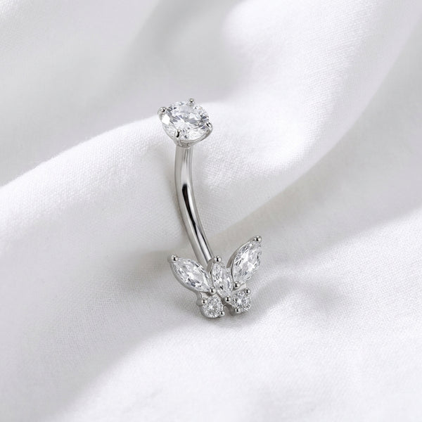 Piercing nombril papillon titane doré 18K - vue 2