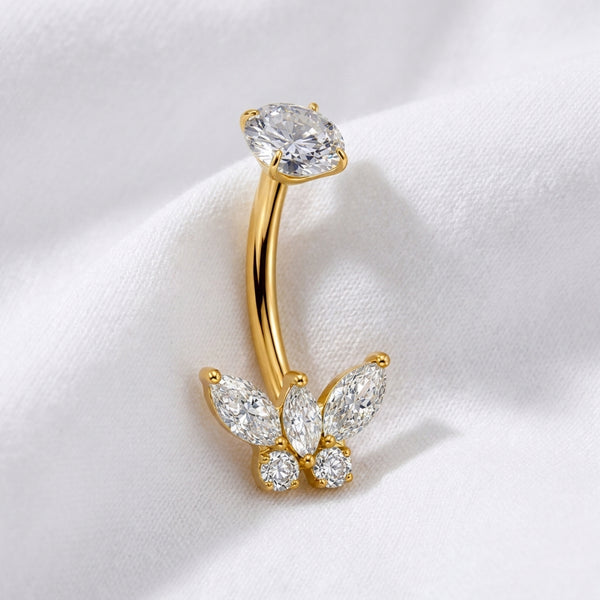 Piercing nombril papillon marquise doré - vue 4