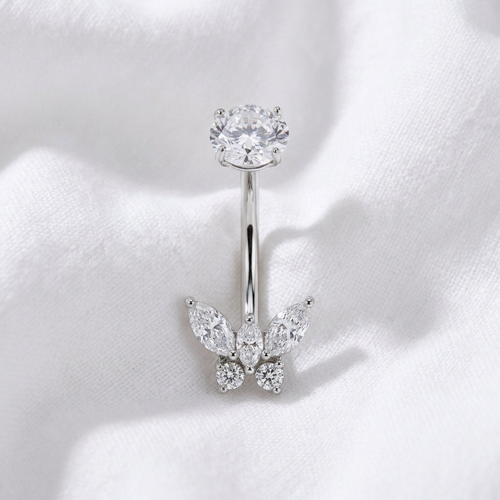 Piercing nombril papillon marquise doré - vue 2
