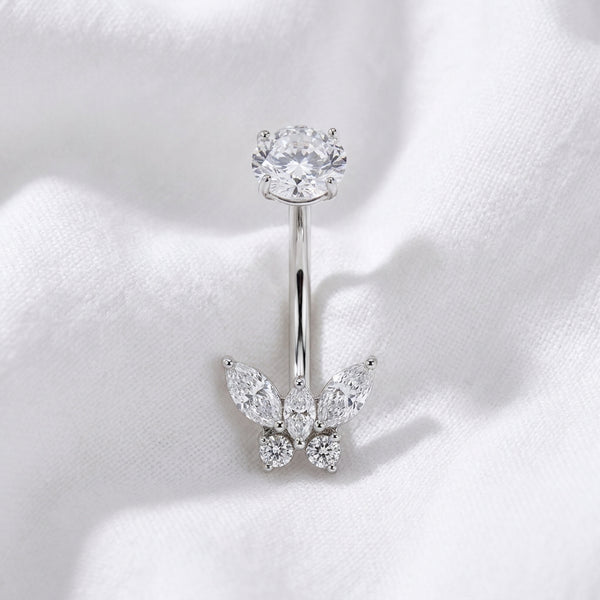 Piercing nombril papillon marquise doré - vue 2