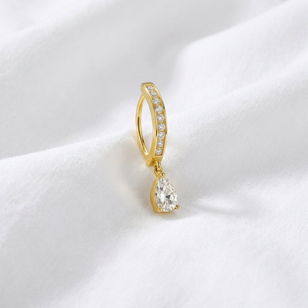 Piercing nombril pavé 9 zircons doré - vue 5
