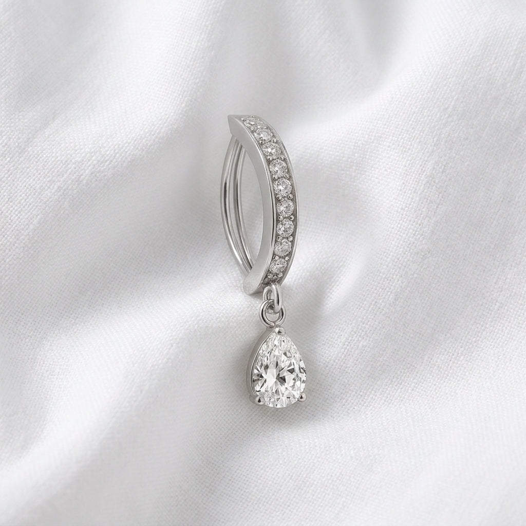 Piercing nombril pavé 9 zircons doré - vue 2