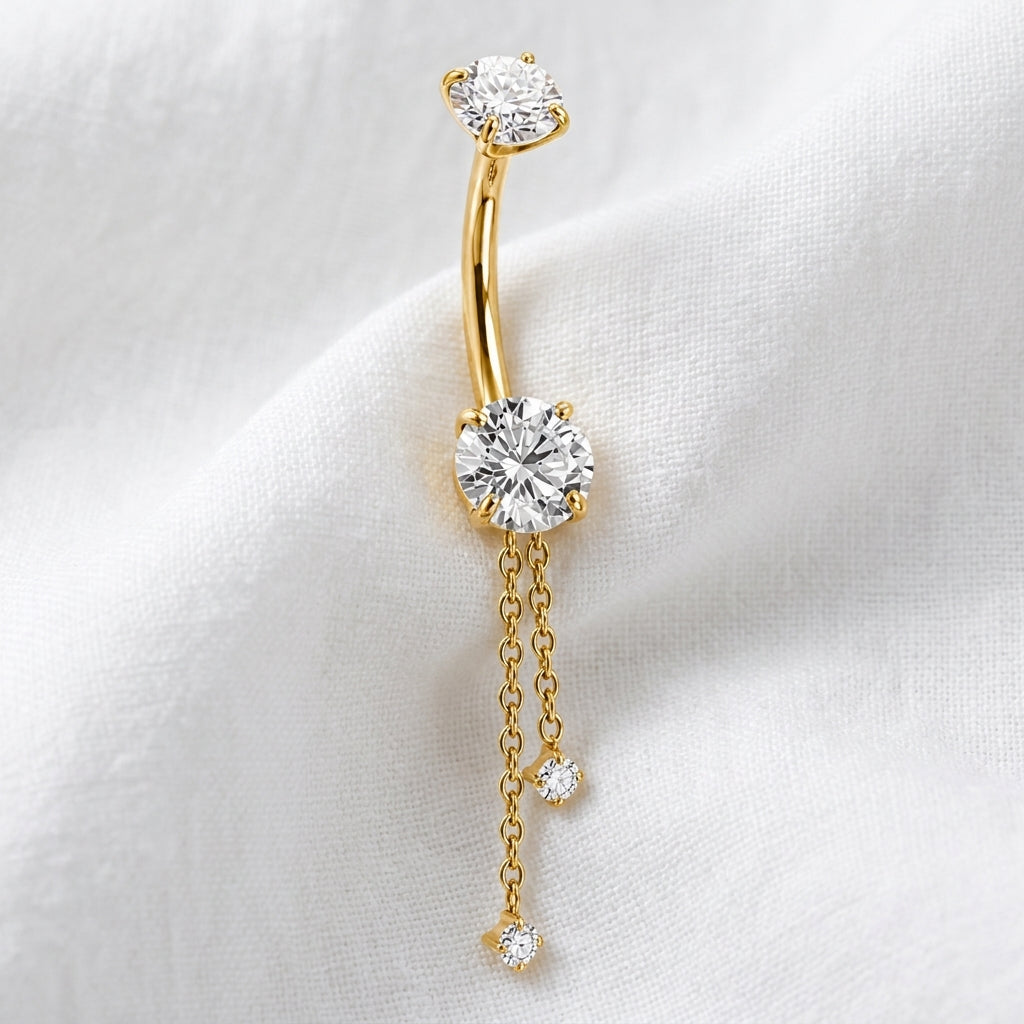 Piercing nombril pendant bille ronde zircon - vue 4
