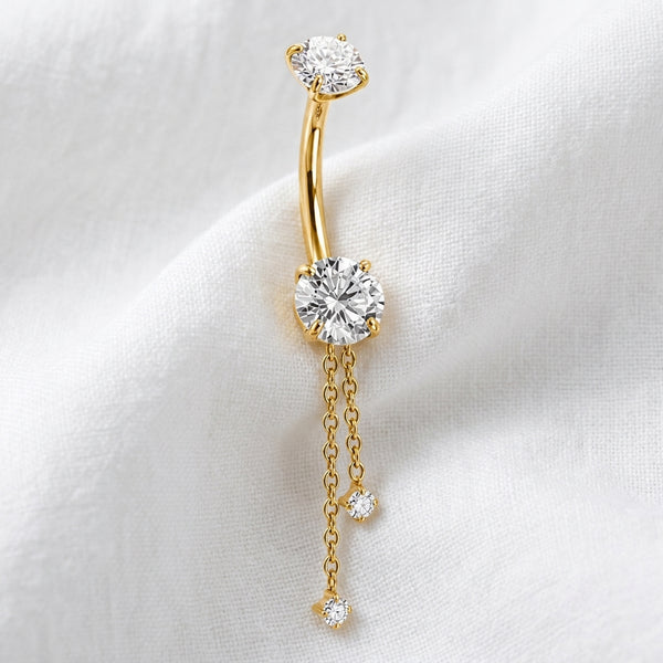 Piercing nombril pendant bille ronde zircon - vue 4