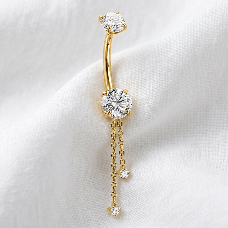 Piercing nombril pendant bille ronde zircon - vue 4