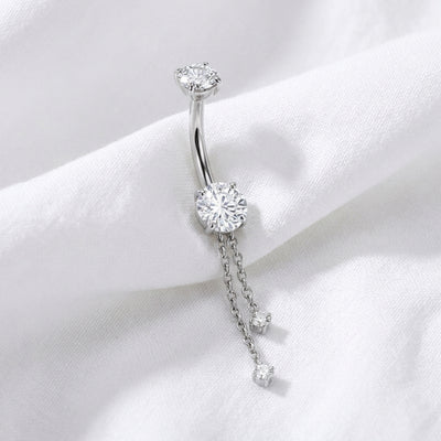 Piercing nombril pendant bille ronde zircon-Véloria piercing