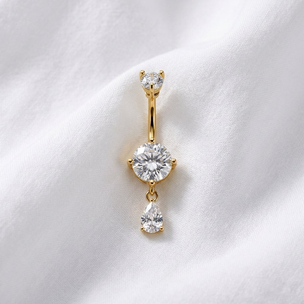 Piercing nombril pendentif cœur zircon - vue 7