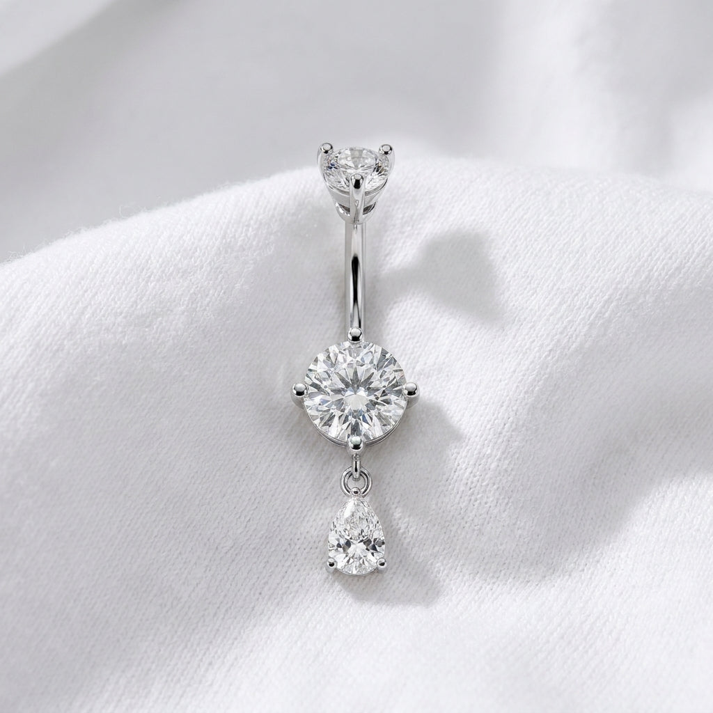 Piercing nombril pendentif cœur zircon - vue 8