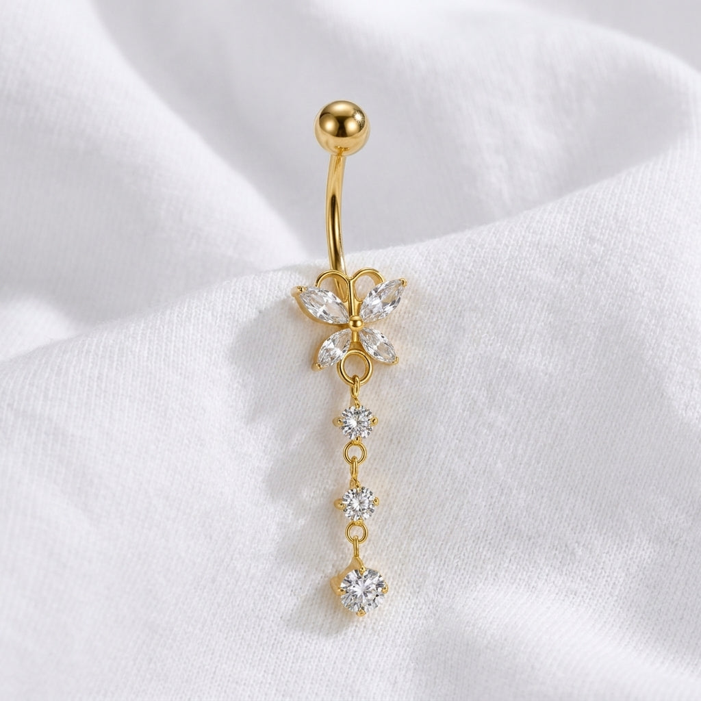 Piercing nombril rond minimaliste doré - vue 4