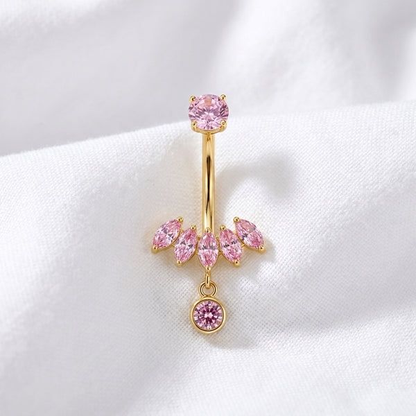 Piercing nombril cœur rose 3D - vue 4