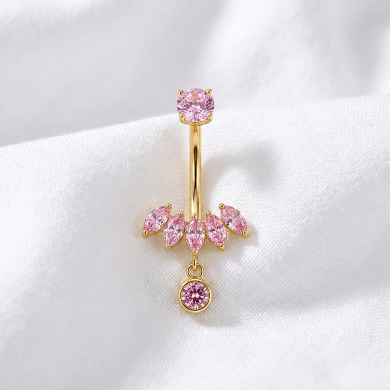 Piercing nombril cœur rose 3D - vue 4