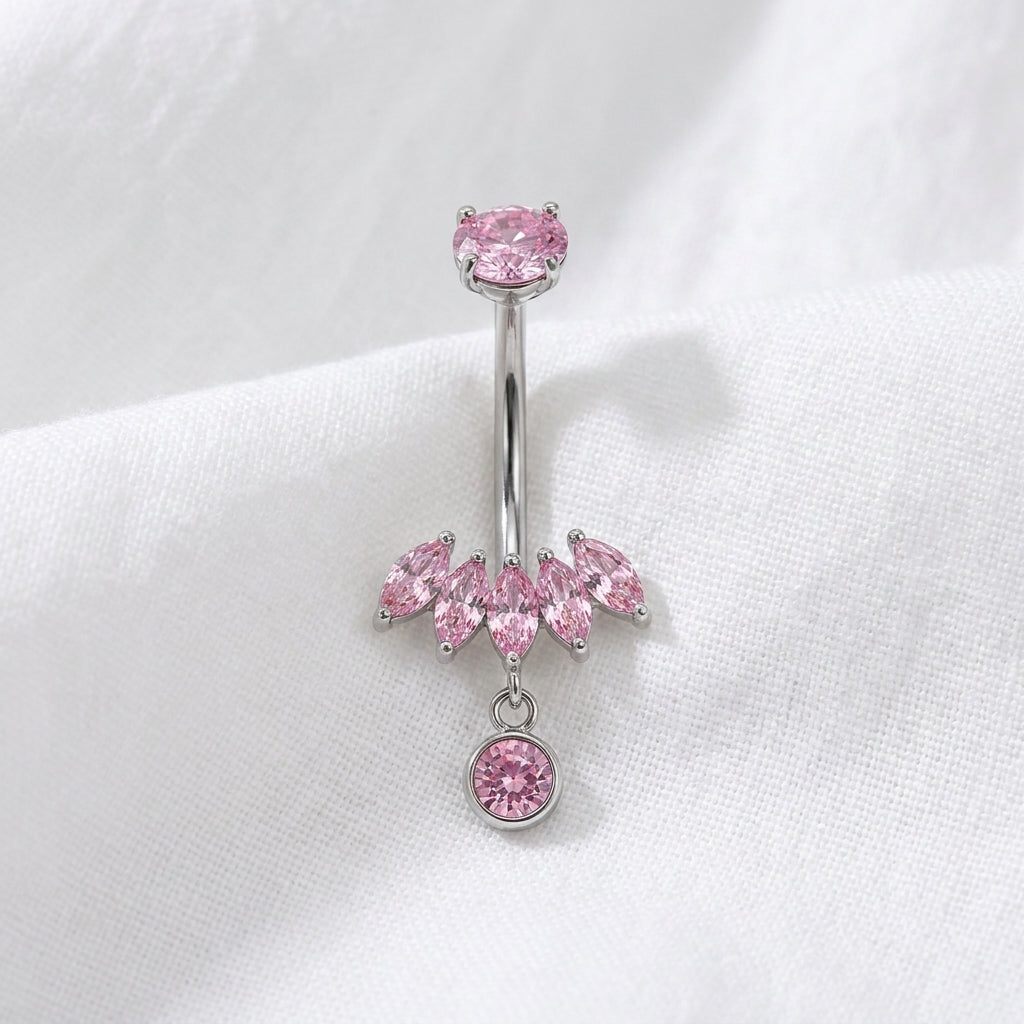 Piercing nombril cœur rose 3D - vue 2