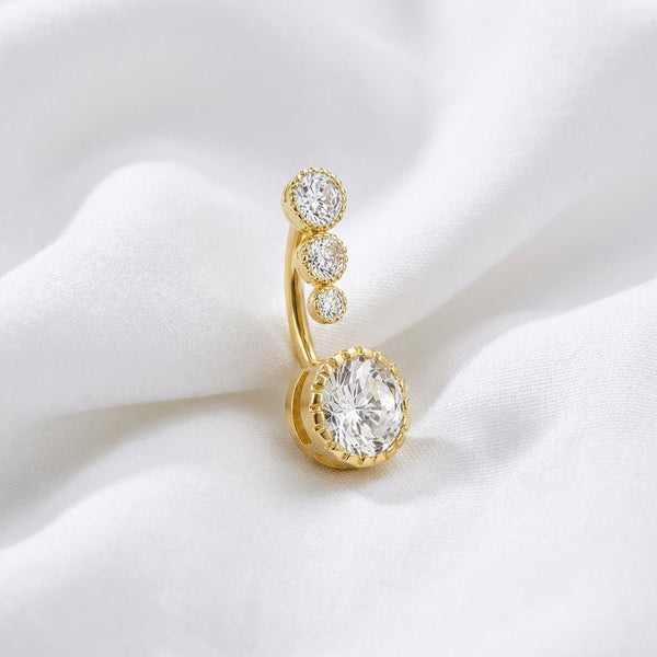 Piercing nombril serti triple zircon brillant - vue 4