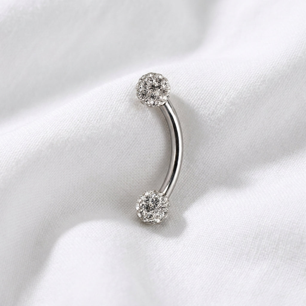 Piercing nombril strass opale double tête - vue 2