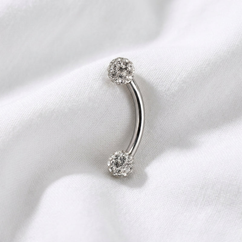 Piercing nombril strass opale double tête - vue 2
