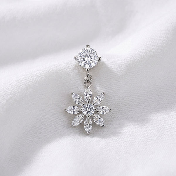 Piercing nombril tige longue fleur pendentif - vue 4
