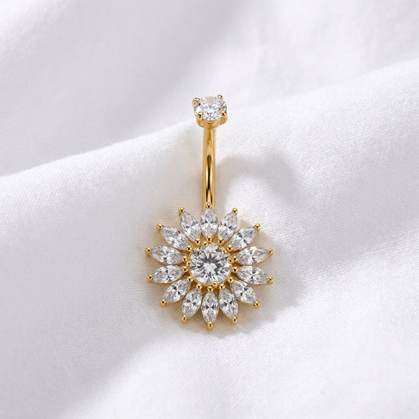 Piercing nombril tournesol doré 18K - vue 5