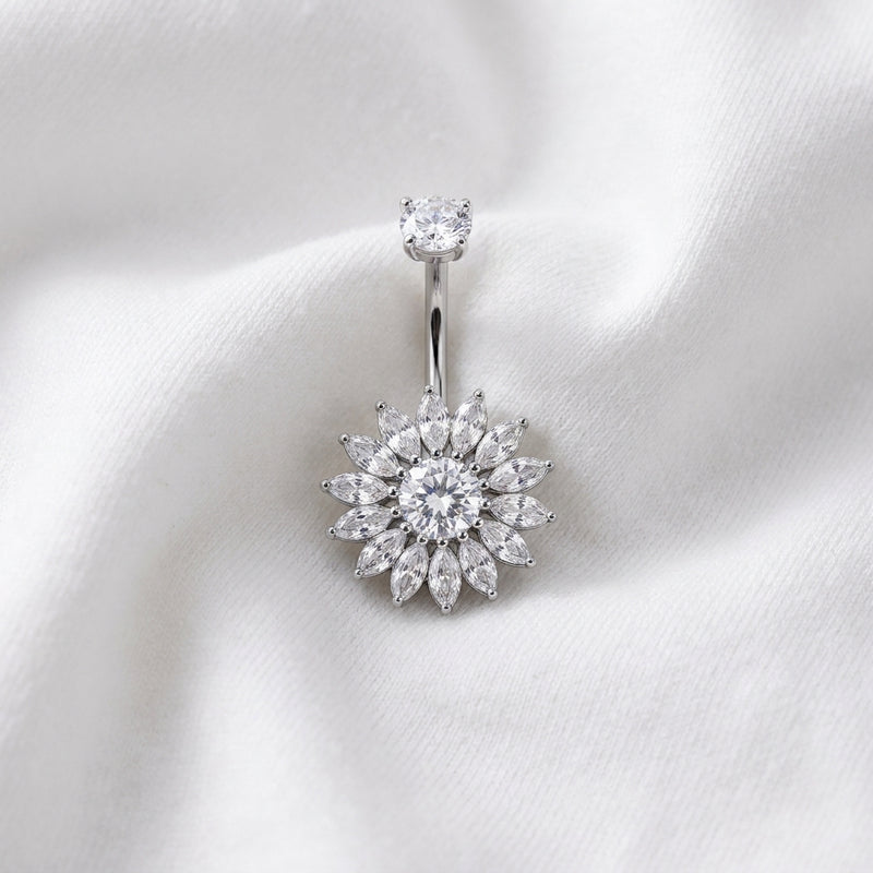 Piercing nombril tournesol doré 18K - vue 2