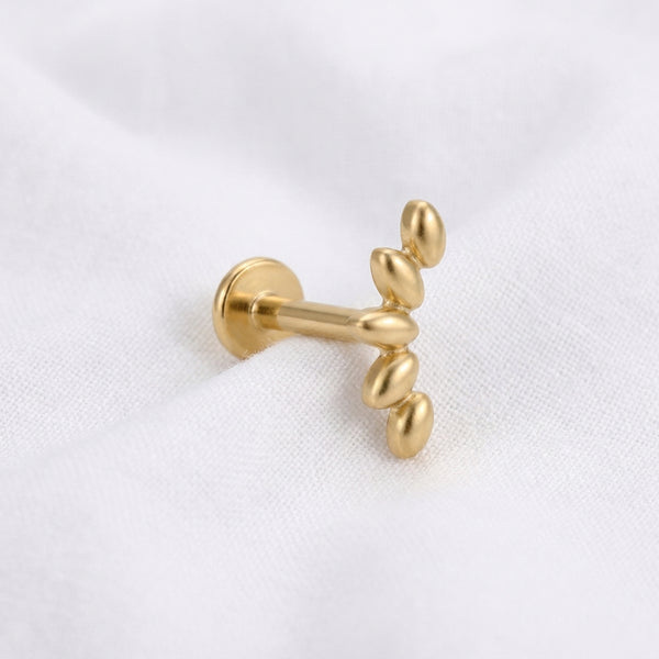 Piercing Labret Cartilage Doré Mat, Motif Griffe Chat Ovale - vue 4