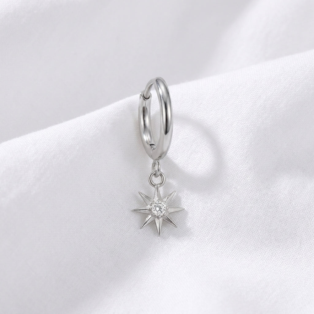 Piercing Cartilage Anneau Clicker Doré Étoile Zircon - vue 4