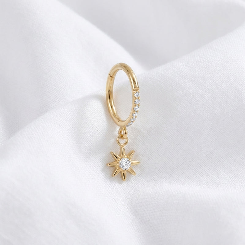 Piercing cartilage clicker doré, étoile et zircons - vue 4
