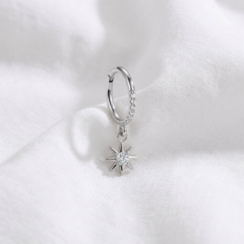 Piercing cartilage clicker doré, étoile et zircons - vue 2