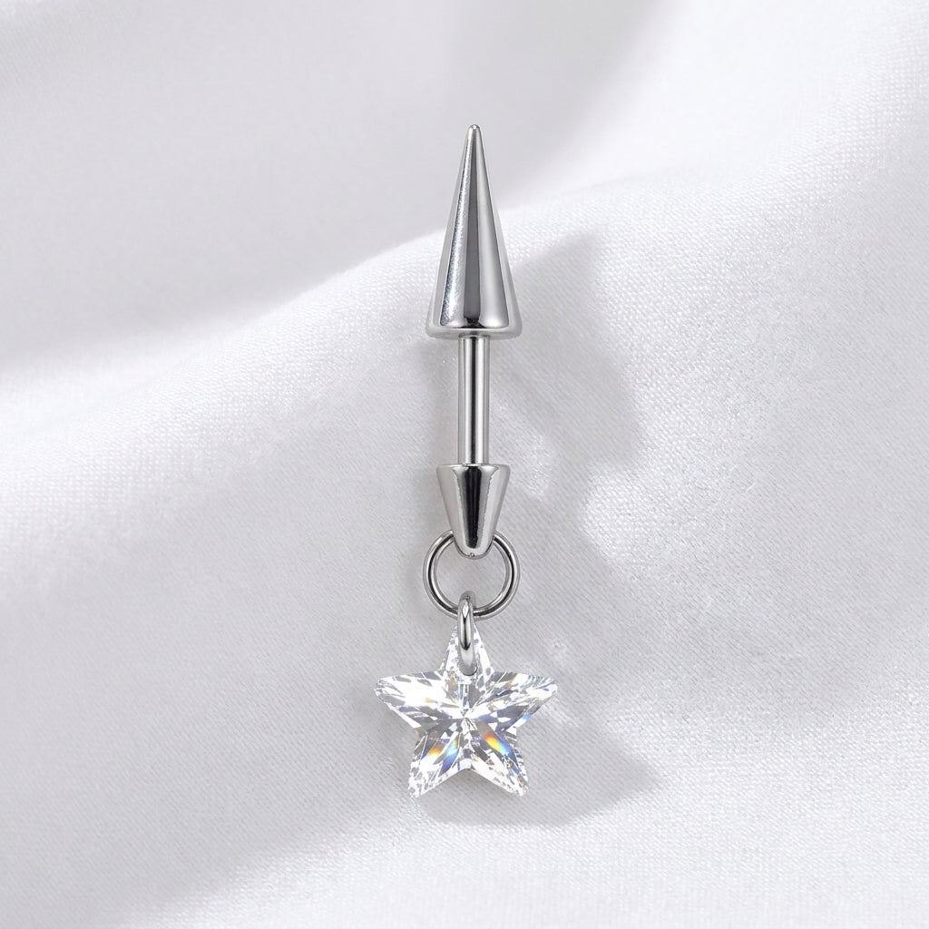 Piercing cartilage titane barre spike et étoile zircone - vue 5