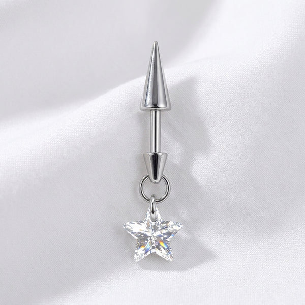 Piercing cartilage titane barre spike et étoile zircone - vue 5