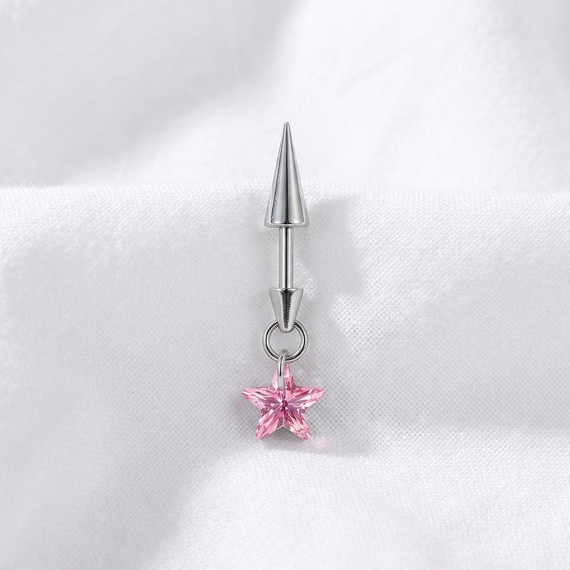 Piercing cartilage titane barre spike et étoile zircone - vue 10