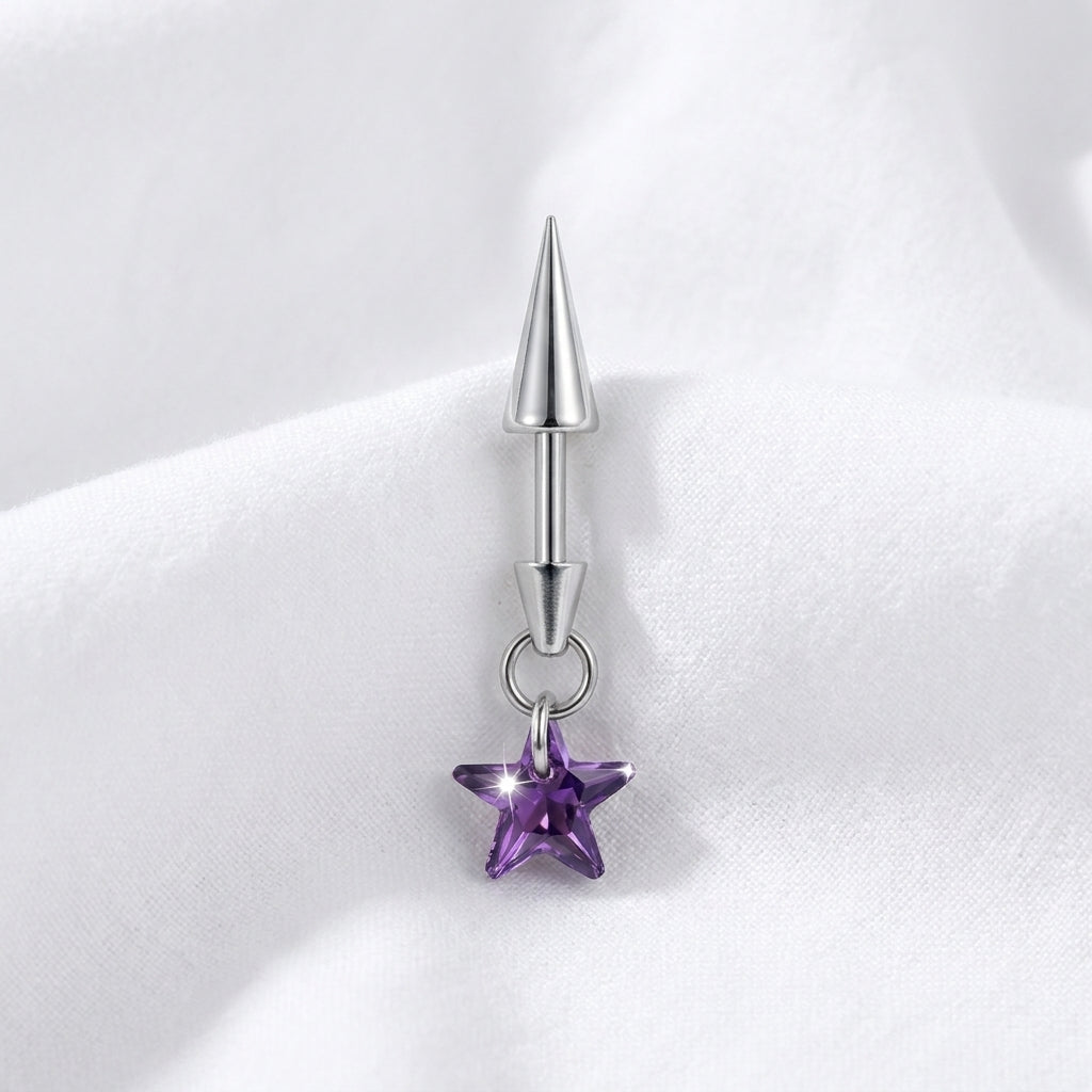 Piercing cartilage titane barre spike et étoile zircone - vue 9