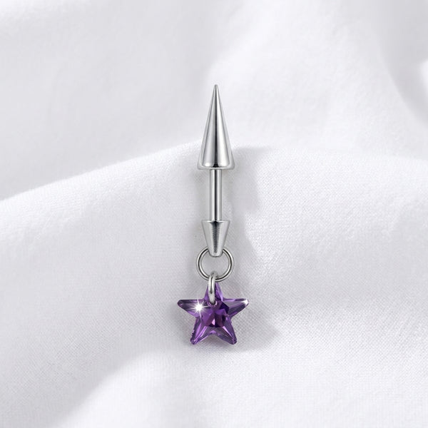 Piercing cartilage titane barre spike et étoile zircone - vue 9
