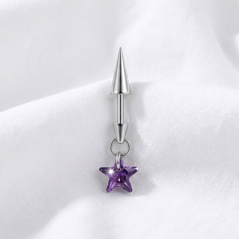 Piercing cartilage titane barre spike et étoile zircone - vue 9